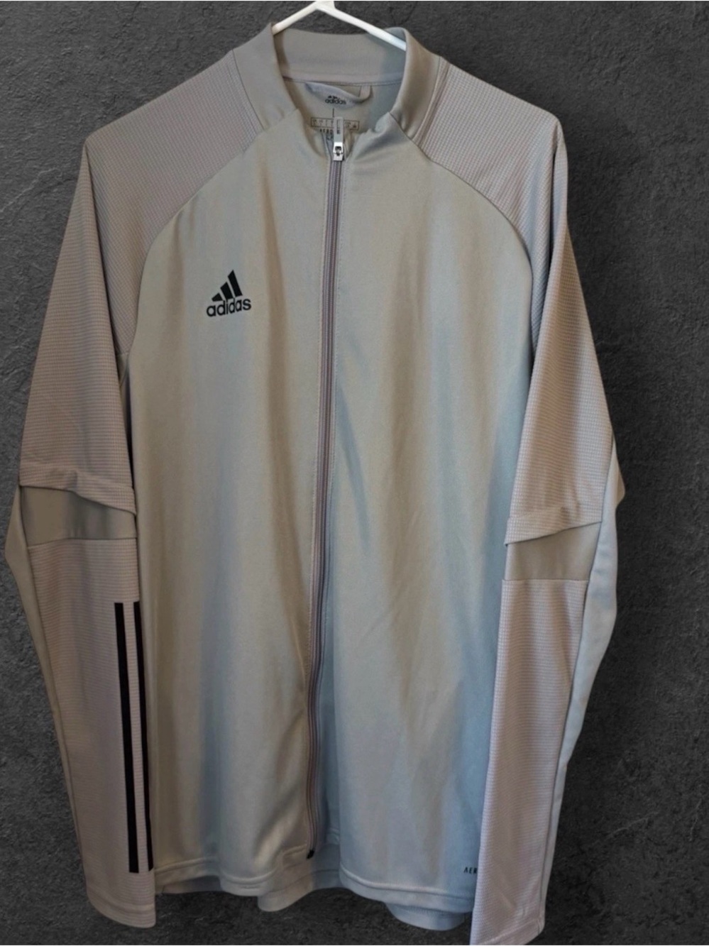 adidas Light Gray Full-Zip Performance Jacket “see description”